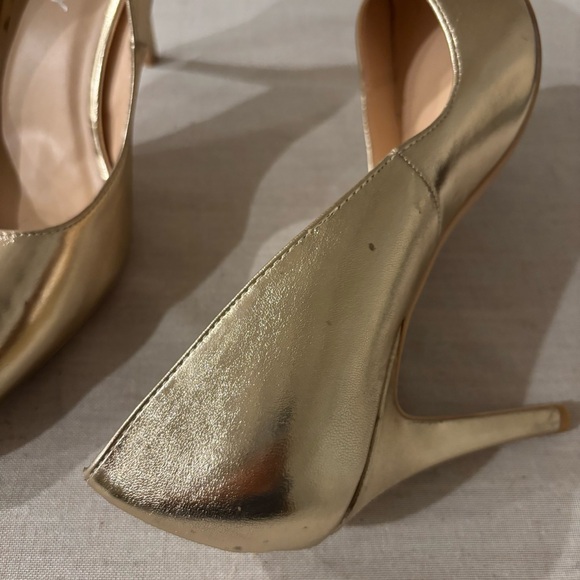 Felicity Metallic Gold Heels Women’s Size 9 Pointed Toe Pumps - Picture 6 of 8